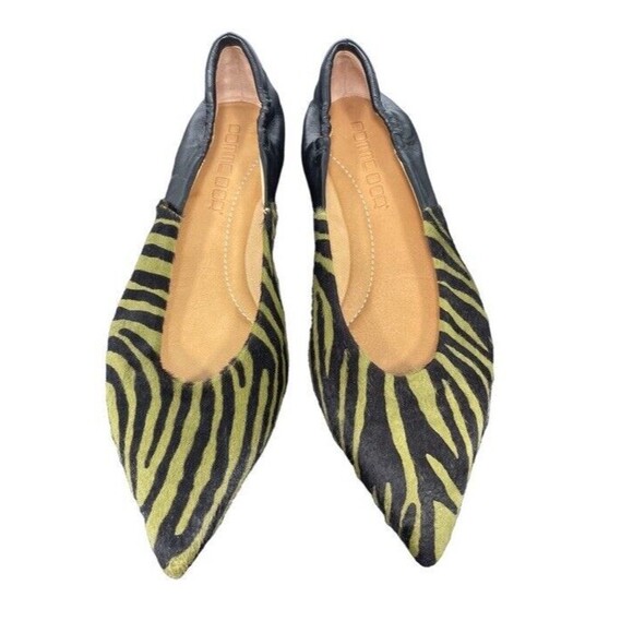 POMME D’OR Flats Designer Leather Fur Animal Print Pointy Fun City Chic IT38 US8 - Picture 1 of 9